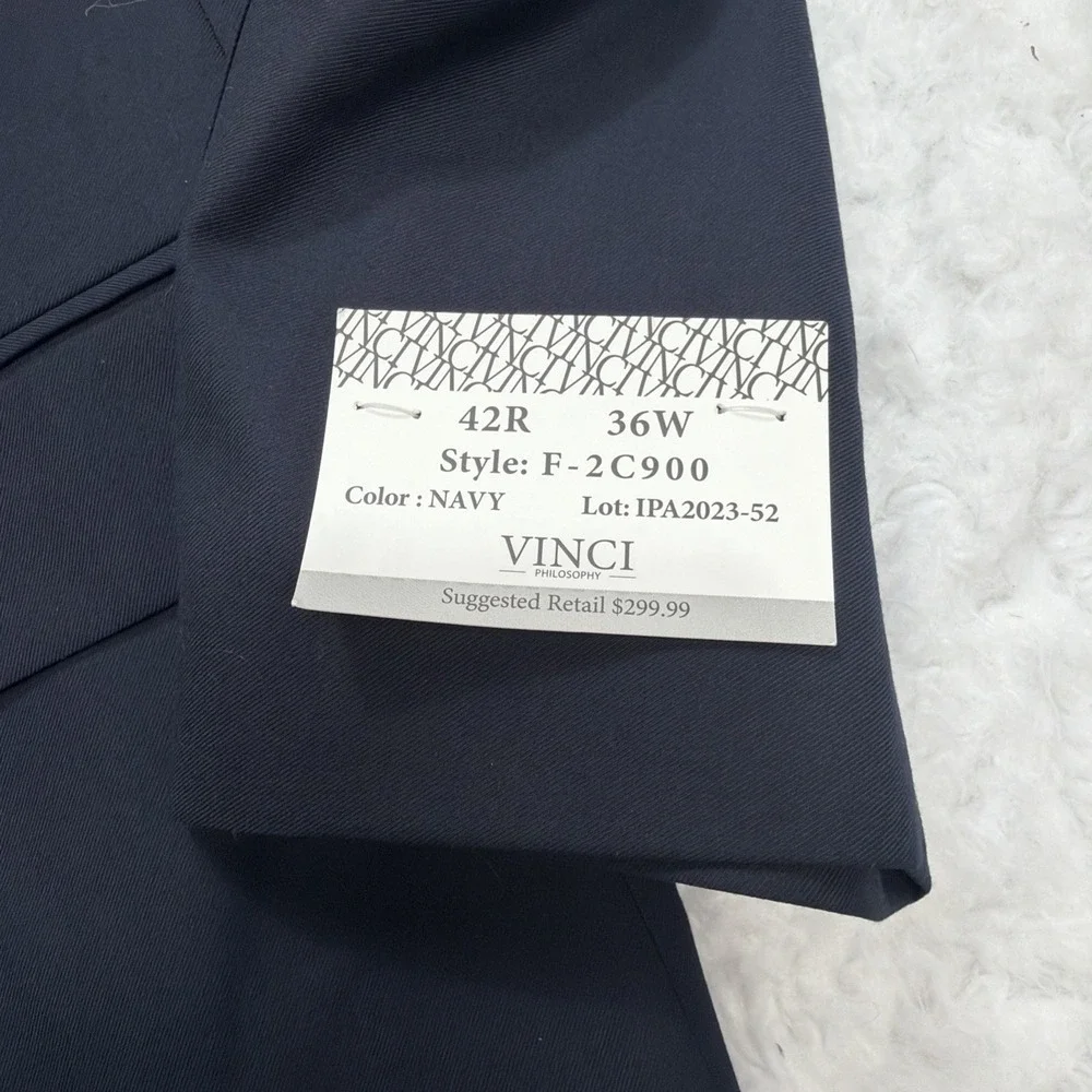 VINCI Sport Coat Blazer Mens 42R Navy Blue 2 Button Formal Wedding Office New!